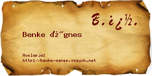 Benke Ágnes névjegykártya